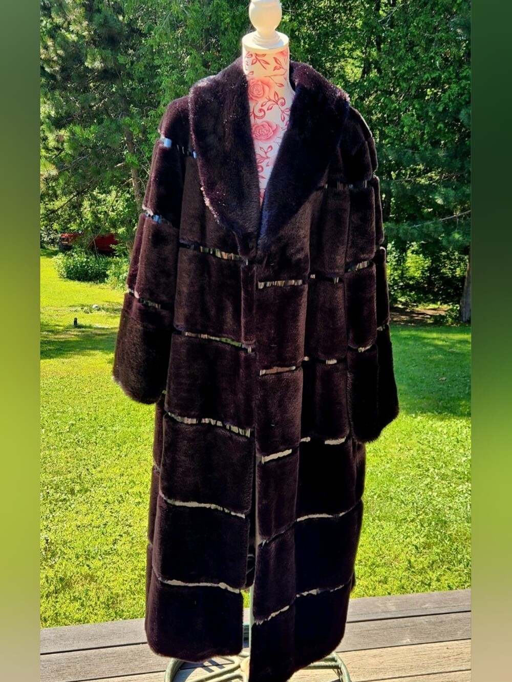 Rachel Zoe Deep Brown Plush Long Fur Coat